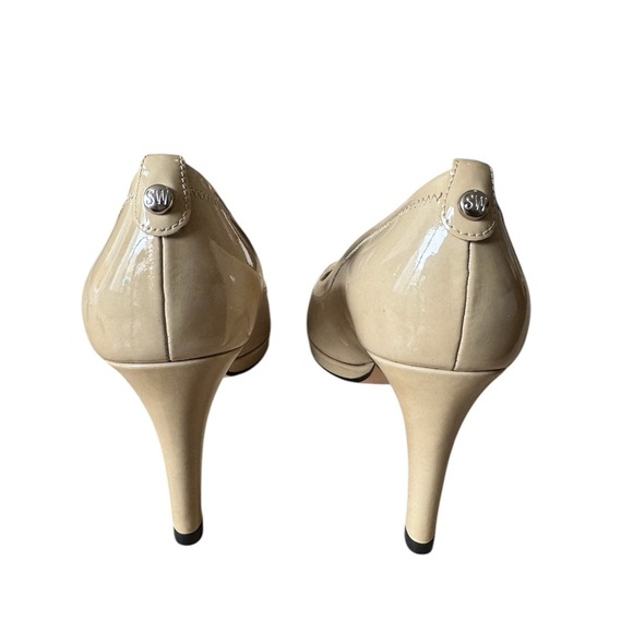 Stuart Weitzman Avignon Adobe Aniline Peep Toe Heels Leather Size: US 7 - Picture 2 of 8